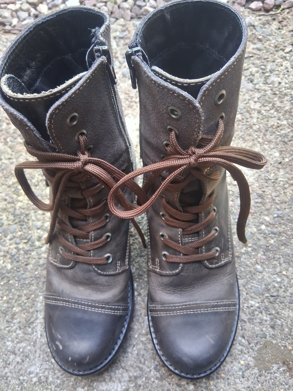 Taos Womens Brown Lace-Up / Zipper Leather Combat Boots Size 36 EU 5.5-6 US